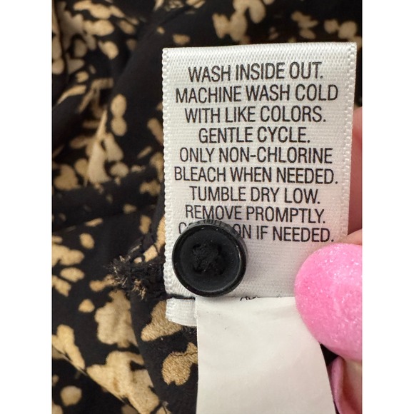 Simply Vera Vera Wang Black Floral Print Long Sleeve V Neck Blouse Women's L - Picture 6 of 8